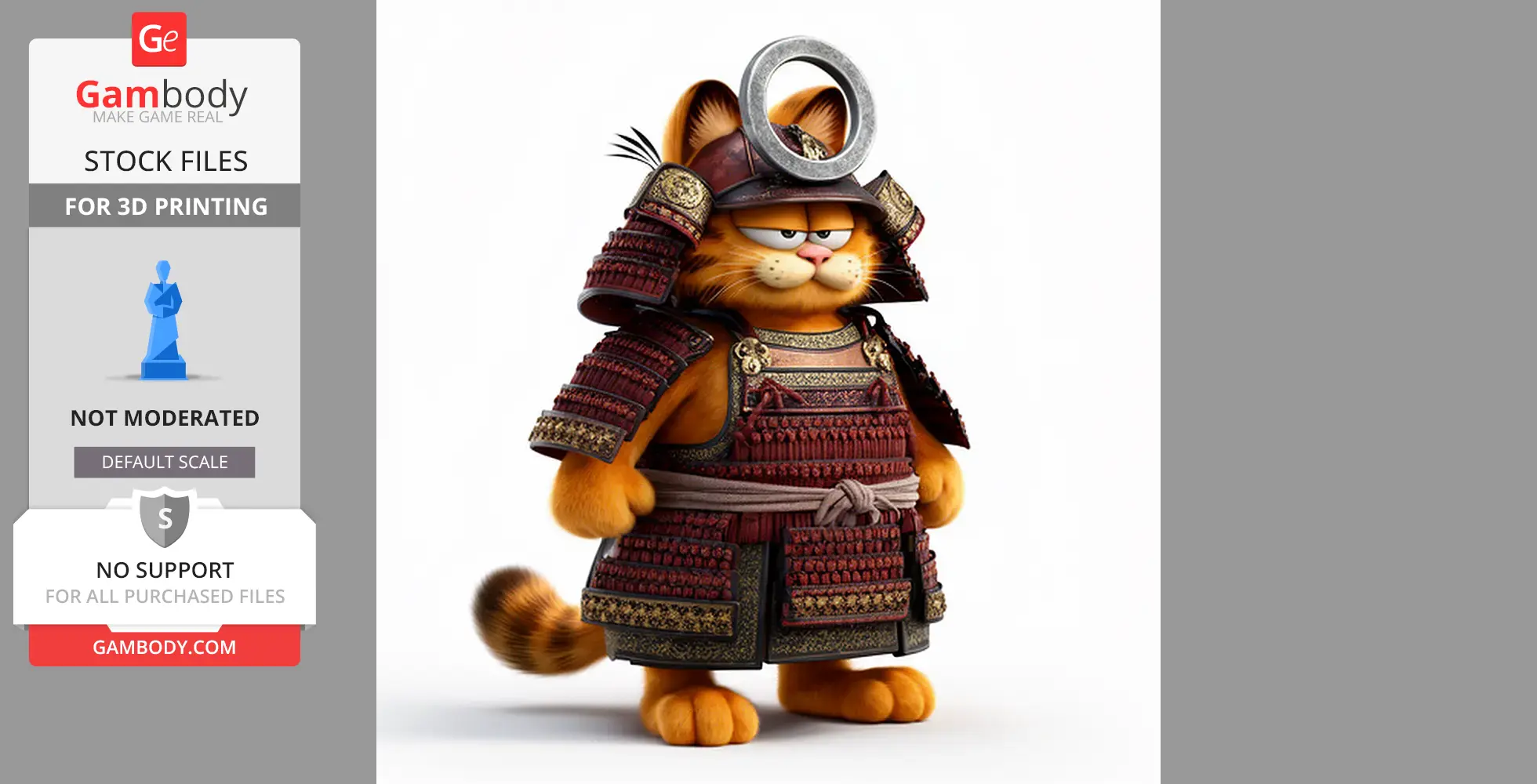 Garfield Samurai Ring Figure - Mashup Figure STL
