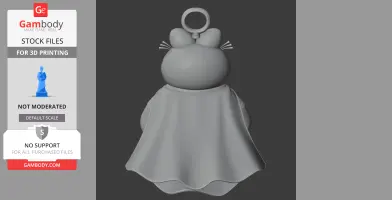 A Garfield-style figure with a ring on its head, wearing a cape, front view.