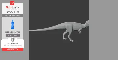 3D model of a Prenocephale dinosaur in profile, with a bipedal stance and long tail.