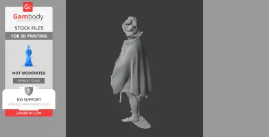 Napoleonic soldier 3D model, side view, wearing a cape and ornate headgear, typical historical attire.