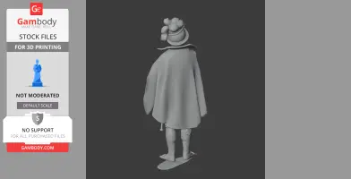 Napoleonic soldier 3D model in a detailed uniform with a hat and cape, viewed from the back.