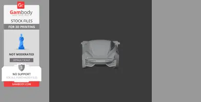 A 3D model of a sleek, futuristic car front, designed for 3D printing.