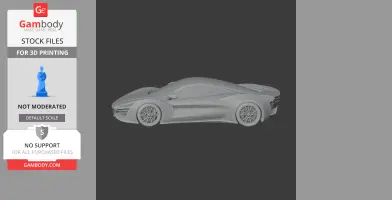 3D model of a sleek sports car, side view, showing smooth contours and detailed wheels.