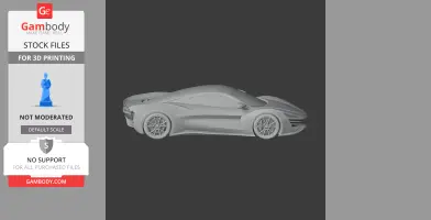 A detailed 3D model of a sleek, futuristic sports car viewed from the side.