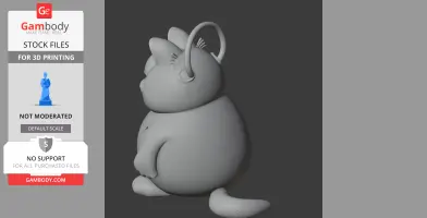 Cartoon cat figure with a Spider-Man mask, rotund body, and ring accessory, designed for 3D printing.