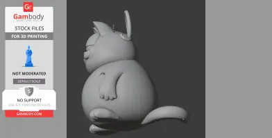 A 3D model of a chubby cartoon cat with Spider-Man's mask details and a ring on its head.