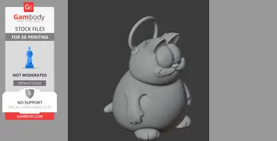 A 3D model of a chubby cartoon cat with a ring on its head, resembling a playful mashup figure.