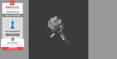 A detailed 3D model of a knight in armor, holding a sword, designed for 3D printing.