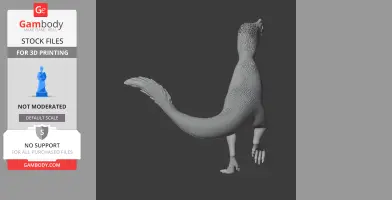 An STL 3D model of a standing Proceratosaurus dinosaur viewed from the side.