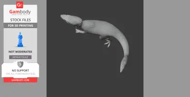 3D model of a Proceratosaurus dinosaur in a curled pose, showcasing detailed scales and small limbs.