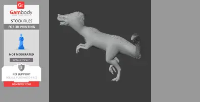 3D model of a Proceratosaurus dinosaur, shown in a side view, designed for 3D printing.