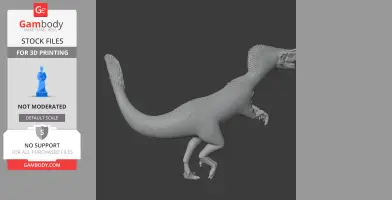 3D model of a Proceratosaurus, a prehistoric dinosaur, in a standing pose for 3D printing.