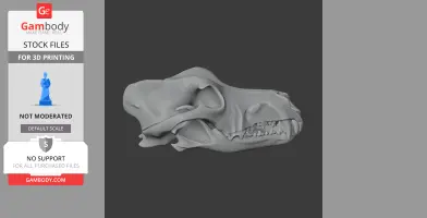 3D model of a dingo skull, side view, designed for 3D printing with intricate detail.