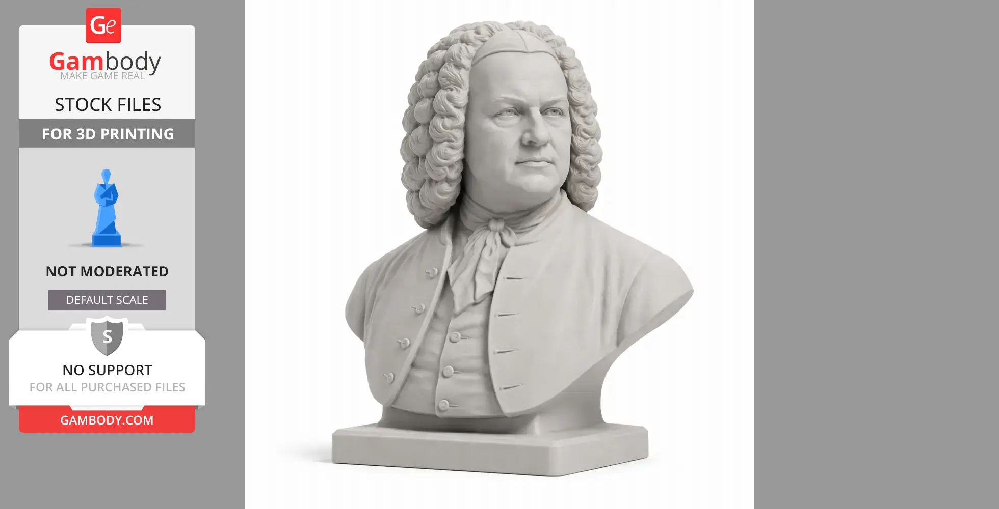 Johann Sebastian Bach Bust - Historical Warrior STL