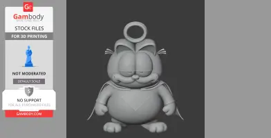 Cartoon cat figure wearing a superhero cape and emblem, with a ring on top, designed for 3D printing.