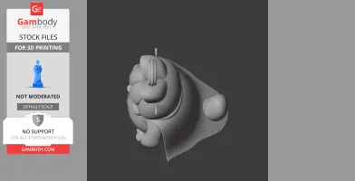 3D model showing a mashup of Garfield with Superman elements, featuring a cape and ring shape.