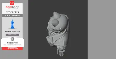 A 3D model of a futuristic Garfield-T800 mashup figure with a robotic appearance.