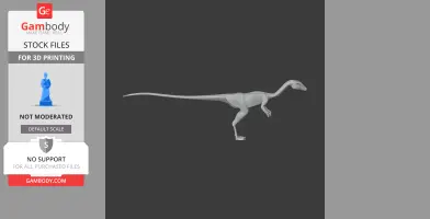 3D model of a Procompsognathus dinosaur in a side view, designed for 3D printing.