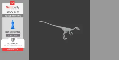 3D model of a Procompsognathus, a small, bipedal prehistoric dinosaur, for 3D printing.