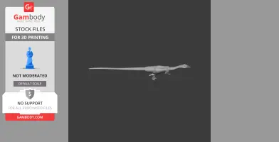 3D model of a small, long-tailed Procompsognathus dinosaur for printing.