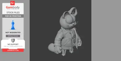 A robotic Garfield in a leather jacket, resembling a Terminator, designed for 3D printing.