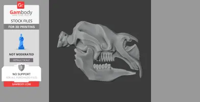 3D model of Diprotodon skull for 3D printing, showing detailed bone structure and teeth.