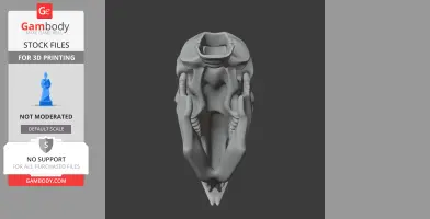 3D model of a Diprotodon skull, viewed from above, designed for 3D printing.
