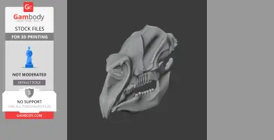 3D model of a Diprotodon skull, detailed for 3D printing, displayed on a dark background.