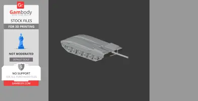 A 3D model STL of a Challenger 2 tank for 3D printing, displayed on a grey background.
