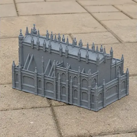A detailed 3D printed model of a Gothic-style building from Bath, showcasing intricate architecture.