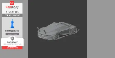 3D model of a sleek, modern sports car on a dark background, designed for 3D printing.