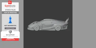 3D model of a sleek, modern sports car for 3D printing.