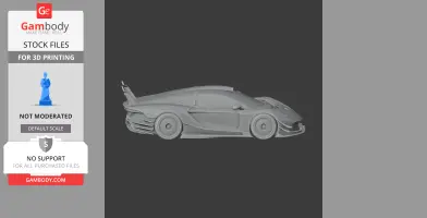 A sleek, aerodynamic car STL model for 3D printing, side view.