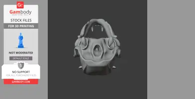 3D model of a dog skull, front view, designed for 3D printing.