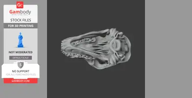 A 3D model of a detailed dog skull, designed for 3D printing, displayed from a top view.