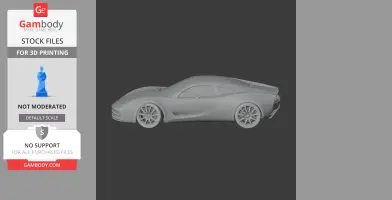 Sleek 3D model of a sports car viewed from the side, ready for 3D printing.