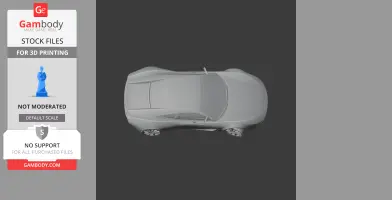 Top-down view of a sleek, modern car 3D model for printing, designed by Gambody.