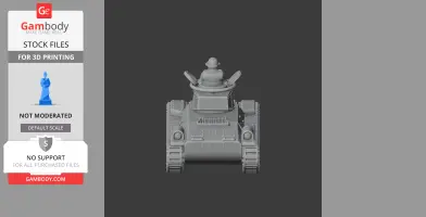 3D print model of the Chi-Ha tank viewed from the front, showing detailed tracks and turret.