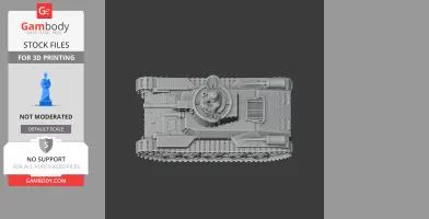 Top-down view of a detailed Chi-Ha tank 3D model for printing.