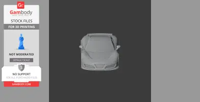 3D model of a sleek sports car viewed from the front, showcasing aerodynamic design, for 3D printing.