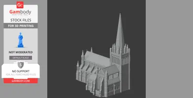 A detailed 3D model of Chichester Cathedral ready for 3D printing.