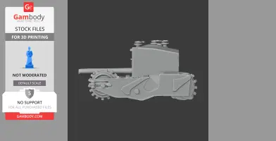 A detailed 3D model of a Churchill Gun Carrier tank, showcasing its side profile for 3D printing.