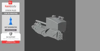 3D model of a Churchill Gun Carrier tank with detailed tracks and turret, for 3D printing.