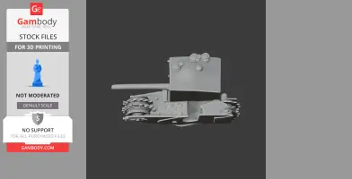 3D model of a Churchill Gun Carrier tank for printing, showcasing detailed tracks and turret.