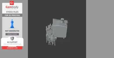A gray 3D model of a tank's front section viewed from a side angle.