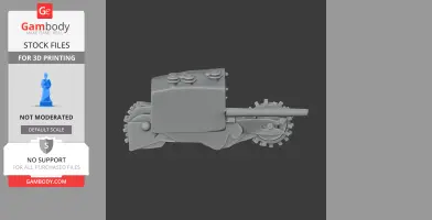 3D model of a Churchill Gun Carrier tank, side view, for 3D printing.