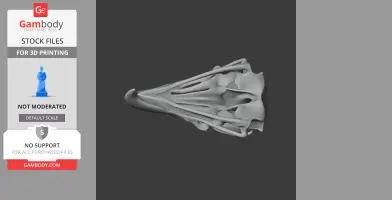 3D model of a detailed eagle skull, designed for 3D printing, displayed on a dark background.