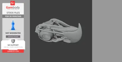3D model of an eagle skull, showing intricate bone structure, side view, for 3D printing.