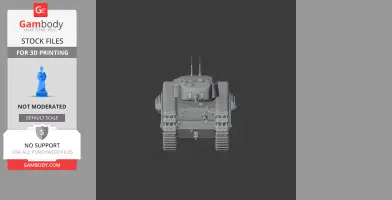 Front view of a detailed Churchill tank 3D model, designed for 3D printing.