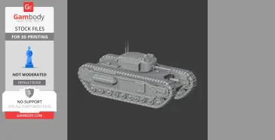 3D model of a Churchill tank showcasing detailed tracks and turret, designed for 3D printing.